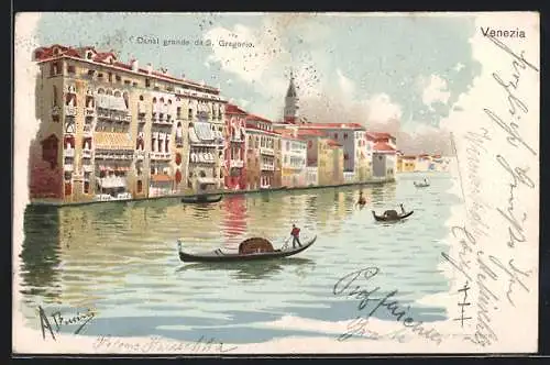 Künstler-AK Venezia, Canal grande da S. Gregorio