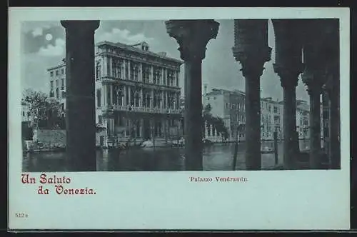 Mondschein-AK Venezia, Palazzo Vendramin