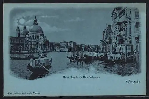 Mondschein-AK Venezia, Canal Grande da Calle Valaresso