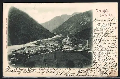 AK Pontafel-Pontebba, Totalansicht aus der Vogelschau