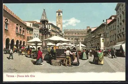 Künstler-AK Verona, Piazza delle Erbe