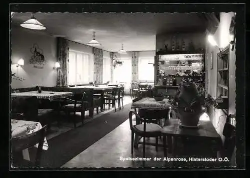 AK Hinterstoder /O.Ö., Gasthaus Alpenrose mit Speisezimmer