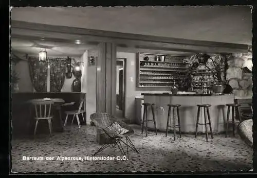AK Hinterstoder /O.Ö., Gasthaus Alpenrose mit Barraum