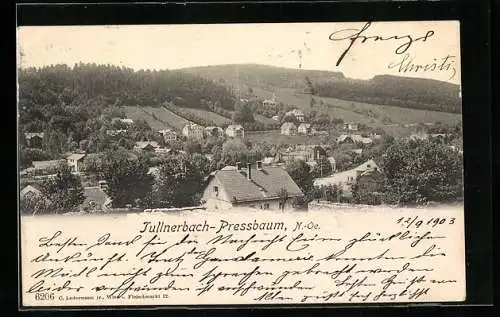 AK Tullnerbach-Pressbaum /N.-Oe., Ortsansicht bei Sonnenschein