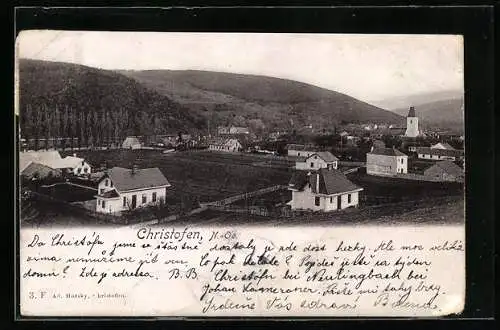 AK Christofen /N.-Oe., Ortsansicht mit landwirtschaftlichem Anbau