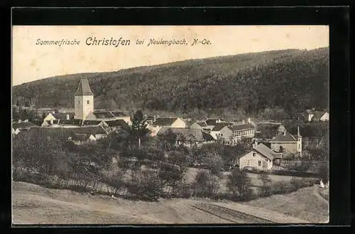 AK Christofen bei Neulengbach, Ortsansicht mit Glockenturm