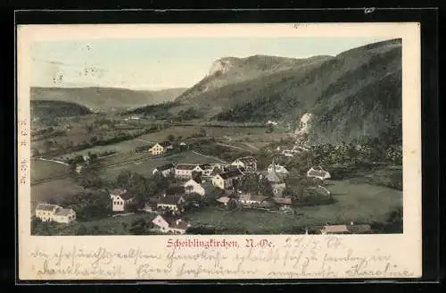 AK Scheiblingkirchen /N.-Oe., Ortsansicht gegen die Berge aus der Vogelschau