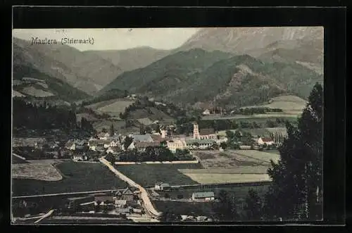 AK Mautern /Steiermark, Ortsansicht mit Kirche und Umgebung