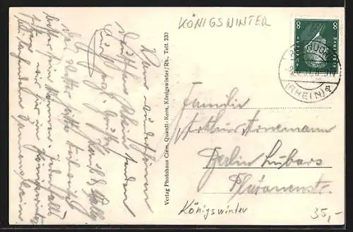 AK Königswinter, Luftschiff Graf Zeppelin über dem Drachenfels