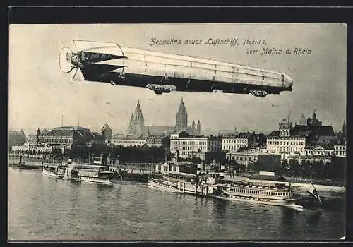 AK Mainz a. Rhein, Zeppelin`s neues Luftschiff, Modell 4