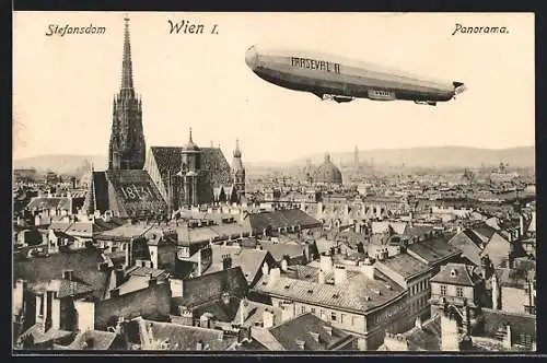 AK Wien, Zeppelin Parseval II. über dem Stefansdom
