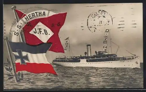 AK Dampfer SS Hertha in Fahrt