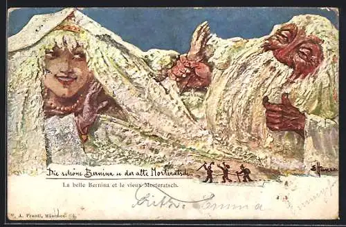 Künstler-AK sign. E. Hansen /Emil Nolde: Schöne Bernina und der alte Morteratsch, Berggesichter