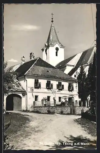 AK St. Gotthard b. Texing a.d Mank, Gasthaus E. Schrittwieser und Kirche