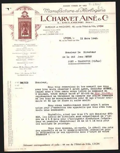 Rechnung Lyon 1942, L. Charvet Ainé & Cie., Manufacture d`Horlogerie, Ansicht eines Schaufensters