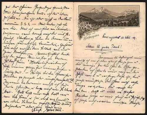 Briefkopf Berchtesgaden 1914, Ortsansicht von der Villa Alpenruhe