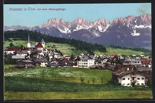 AK Kitzbühel, Panorama mit Kaisergebirge