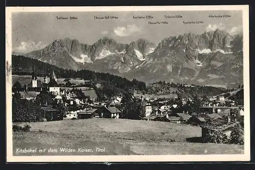 AK Kitzbühel /Tirol, Totalansicht mit dem Wilden Kaiser