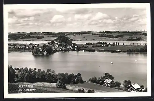 AK Mattsee bei Salzburg, Gesamtansicht mit See aus der Vogelschau