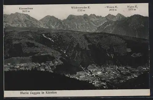 AK Maria Luggau /Kärnten, Gesamtansicht mit Eisenschuss aus der Vogelschau