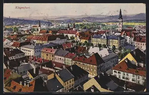 AK Klagenfurt, Teilansicht mit Fernblick aus der Vogelschau