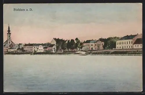 AK Pöchlarn a. D., Panorama vom Wasser aus