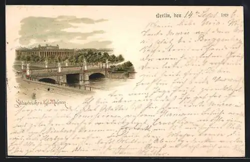 Lithographie Berlin, Schlossbrücke und Kgl. Museum