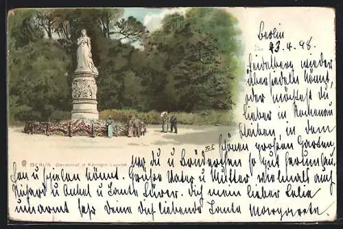 Lithographie Berlin-Tiergarten, Denkmal der Königin Louise