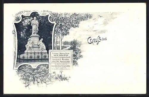 AK Berlin, Blick auf das Goethe-Denkmal