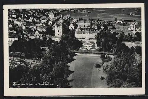 AK Donaueschingen, Ortsansicht vom Flugzeug aus