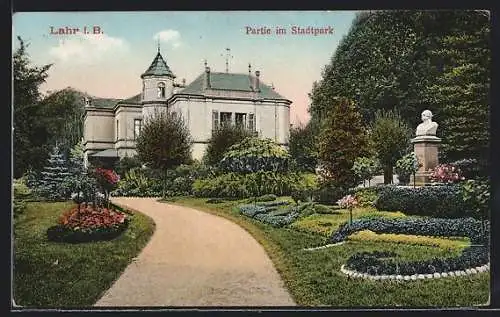 AK Lahr i. B., Stadtpark mit Bismarckdenkmal