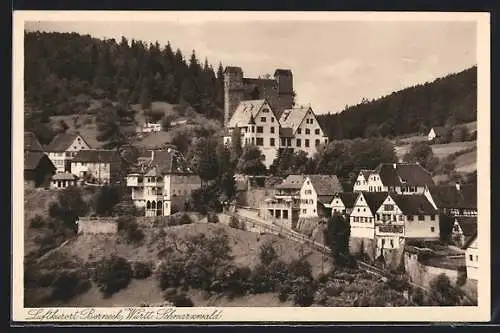 AK Berneck /Württ. Schwarzwald, Teilansicht mit Burg