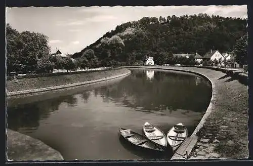 AK Sulz /Neckar, Ruderboote auf dem Fluss