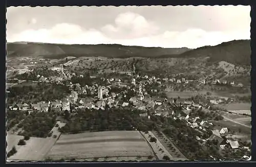 AK Bergfelden, Ortsansicht vom Flugzeug aus