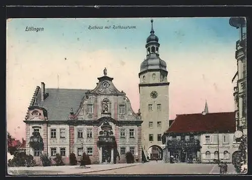 AK Ettlingen, Rathaus mit Rathausturm