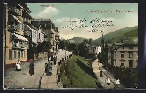 AK Bad Wildbad, Obere Olgastrasse mit Kernerstrasse und Villen