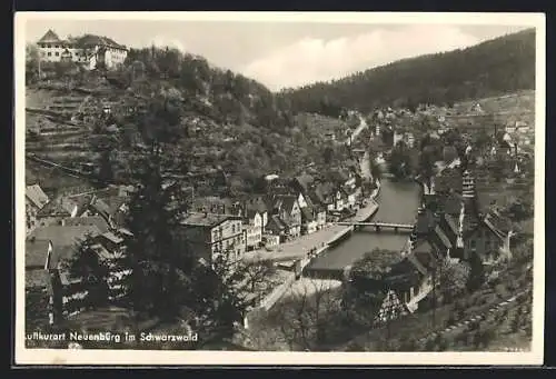 AK Neuenbürg im Schwarzwald, Teilansicht mit Flusspartie