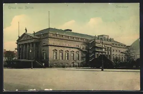 AK Berlin, Opernhaus mit Strassenpartie