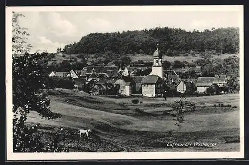 AK Wüstenrot, Teilansicht mit Kirche