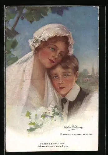 Künstler-AK Philip Boileau: Schwesterchen's erste Liebe
