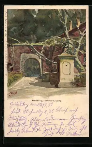 Künstler-AK Carl Biese: Heidelberg, Schloss-Eingang