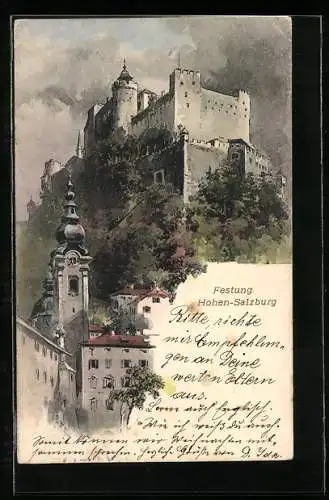 Künstler-AK Salzburg, Festung Hohen-Salzburg
