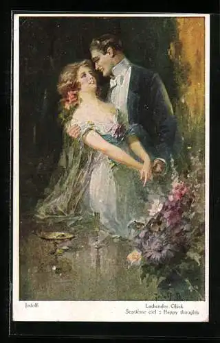 Künstler-AK Adolf (Jodolfi): Lachendes Glück, Charmeur und Fräulein