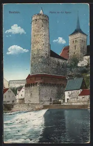 AK Bautzen, Spreepartie mit alter Burg