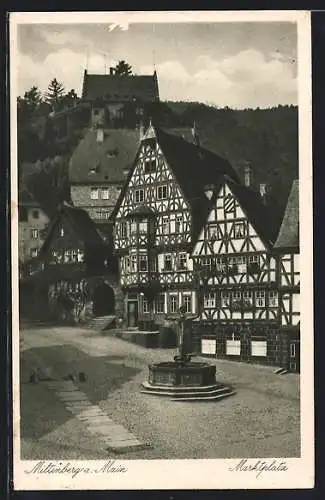 AK Miltenberg a. Main, Marktplatz mit Brunnen