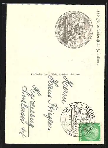 AK Heidelberg, Ruperto Carola 1386-1936, 550 Jahre Universität Heidelberg