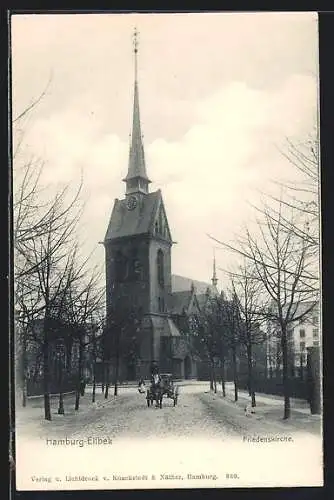 AK Hamburg-Eilbek, Blick zur Friedenskirche