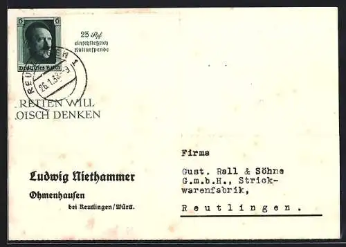 AK Ohmenhausen bei Reutlingen, Bestellung von Ludwig Niethammer