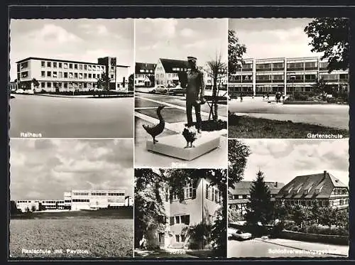 AK Wendlingen am Neckar, Rathaus, Realschule mit Pavillon, Büttel, Schloss, Gartenschule, Schlossverwaltungsgebäude