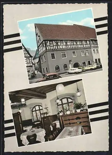 AK Kulmbach, Das Restaurant Ratskeller mit Innenansicht, Marktplatz 13, Inh. Th. Ress